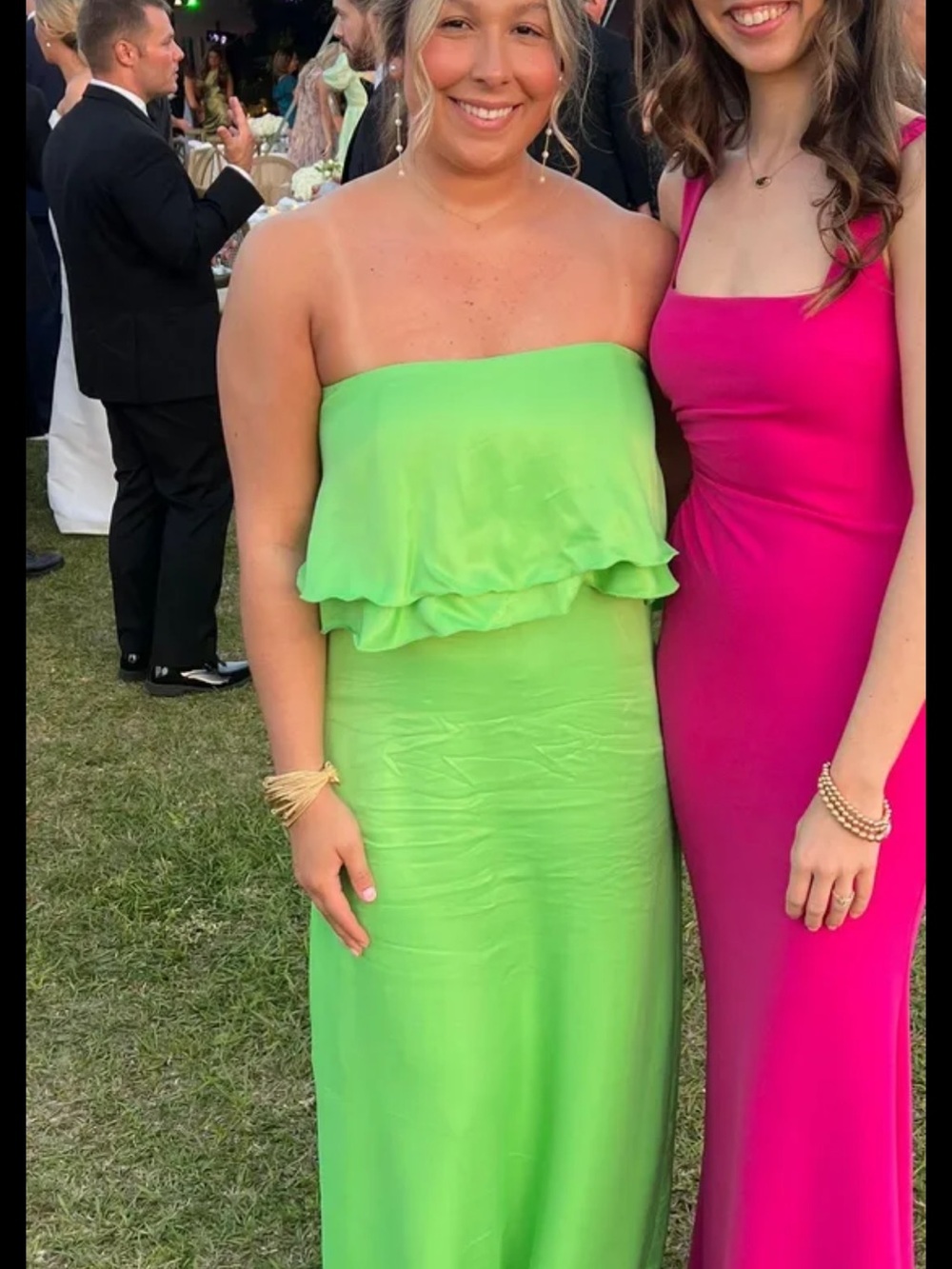 *MAKE OFFER WANT IT GONE* Mango Strapless Ruffle Bodice Maxi Dress in Lime Green